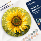 Paint by numbers on Wood Slice - Sunflower