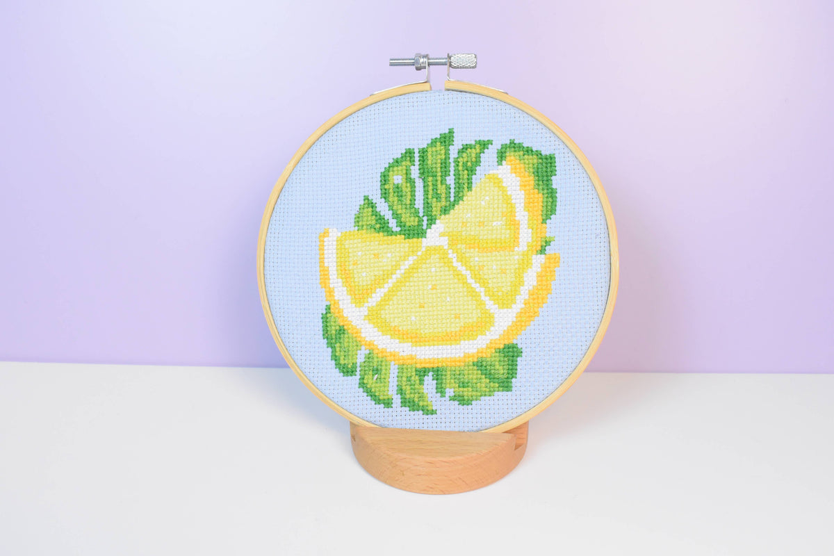 Lemon & Monstera Cross Stitch Kit