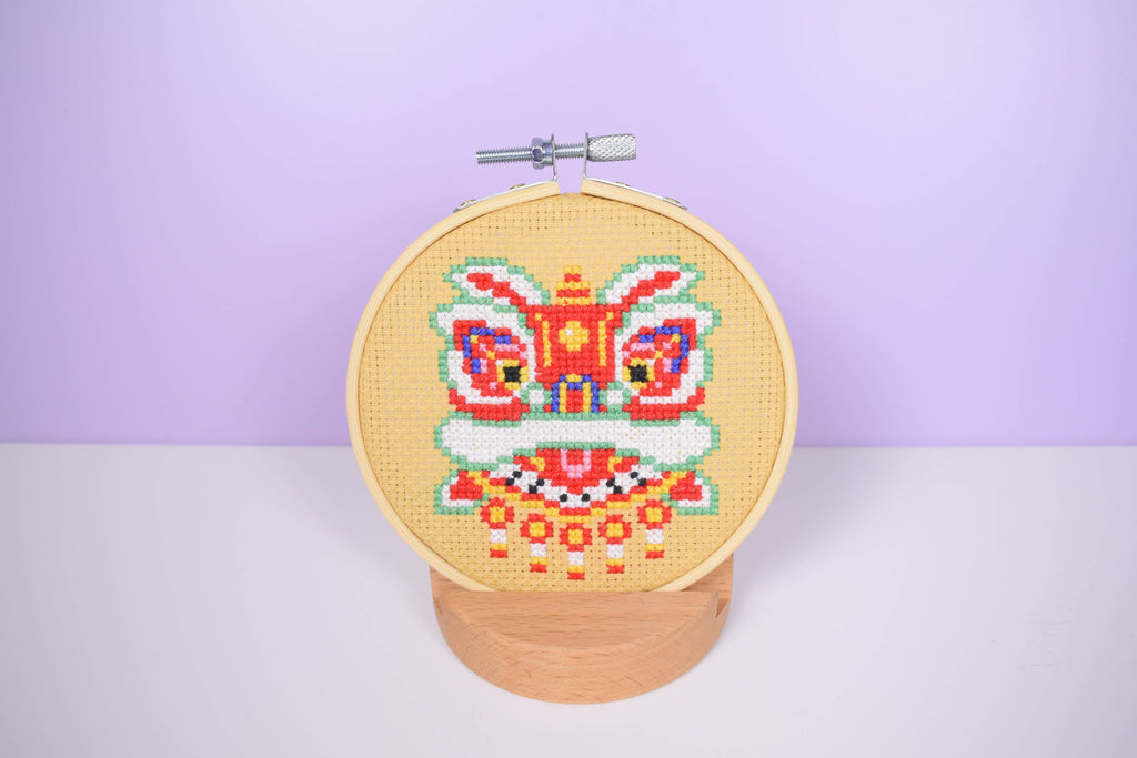 Lunar New Year Lion Counted Cross Stitch Kit - DIY Craft Kit