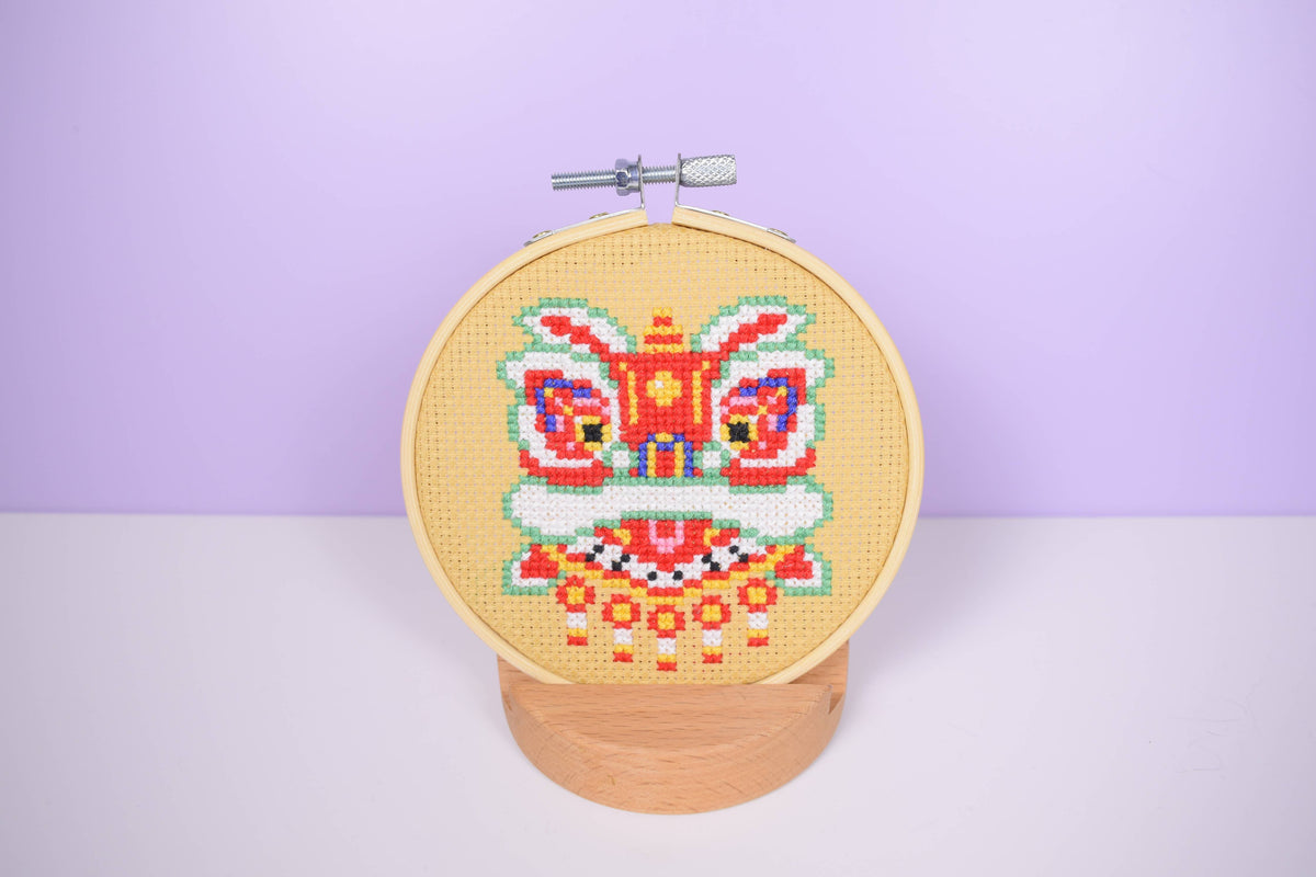 Lunar New Year Lion Counted Cross Stitch Kit - DIY Craft Kit