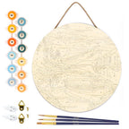 Paint by numbers on Wood Slice - Mountain Lake with Canoe