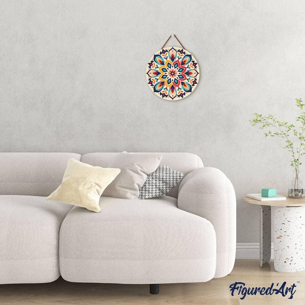 Paint by numbers on Wood Slice - Floral Mandala