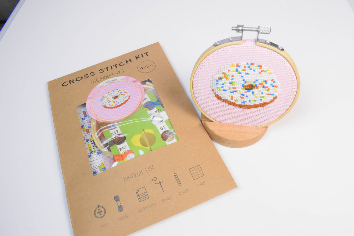 Donut Cross Stitch kit - DIY Craft Kit for Beginners