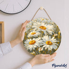 Paint by numbers on Wood Slice - Daisies