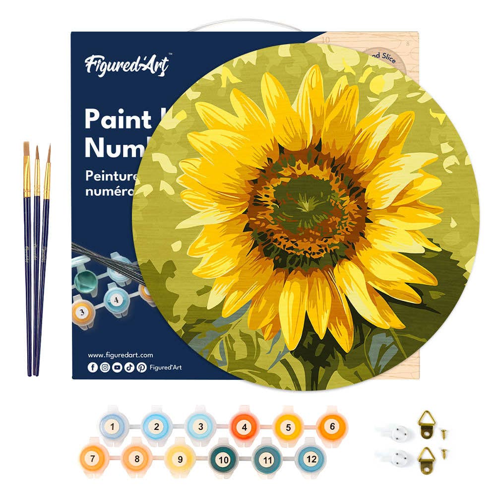Paint by numbers on Wood Slice - Sunflower