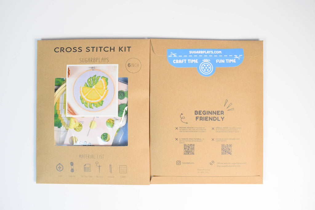 Lemon & Monstera Cross Stitch Kit