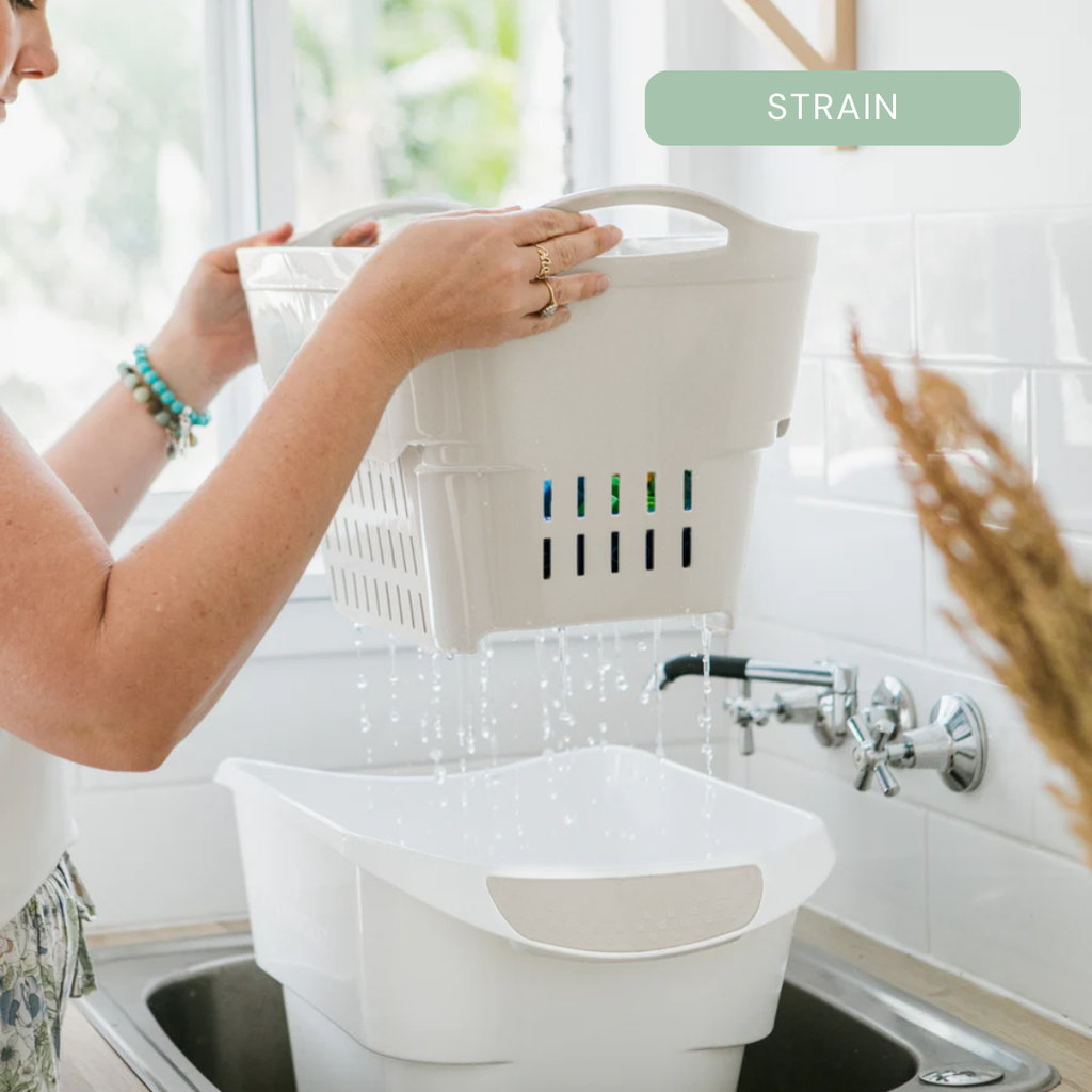 Strucket 19L Interlocking Strainer Bucket | Soak, Strain & Drain Hands-Free