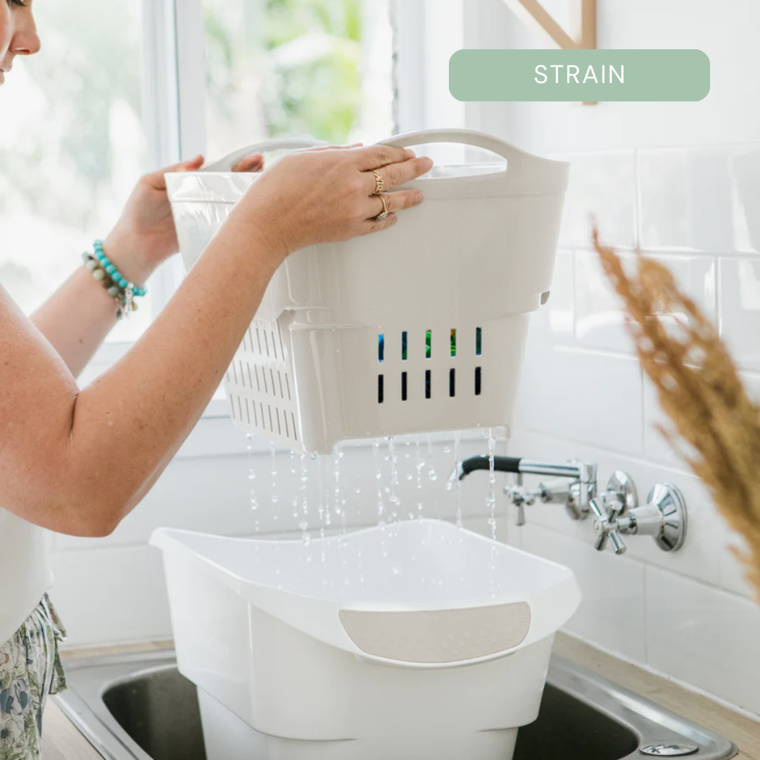 Strucket 19L Interlocking Strainer Bucket | Soak, Strain & Drain Hands-Free