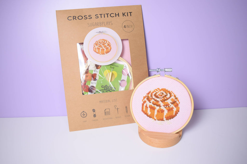 Cinnamon Roll Cross Stitch kit - DIY Craft Kit for Beginners