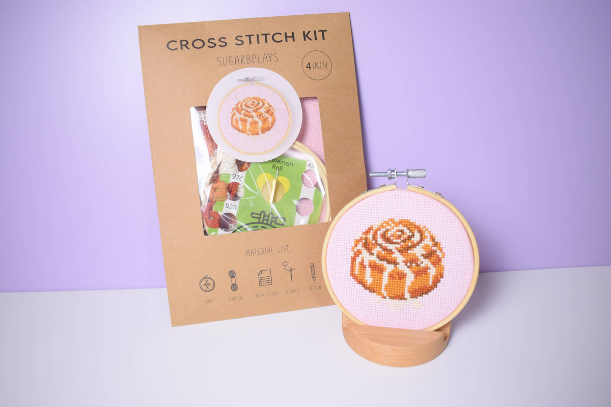 Cinnamon Roll Cross Stitch kit - DIY Craft Kit for Beginners