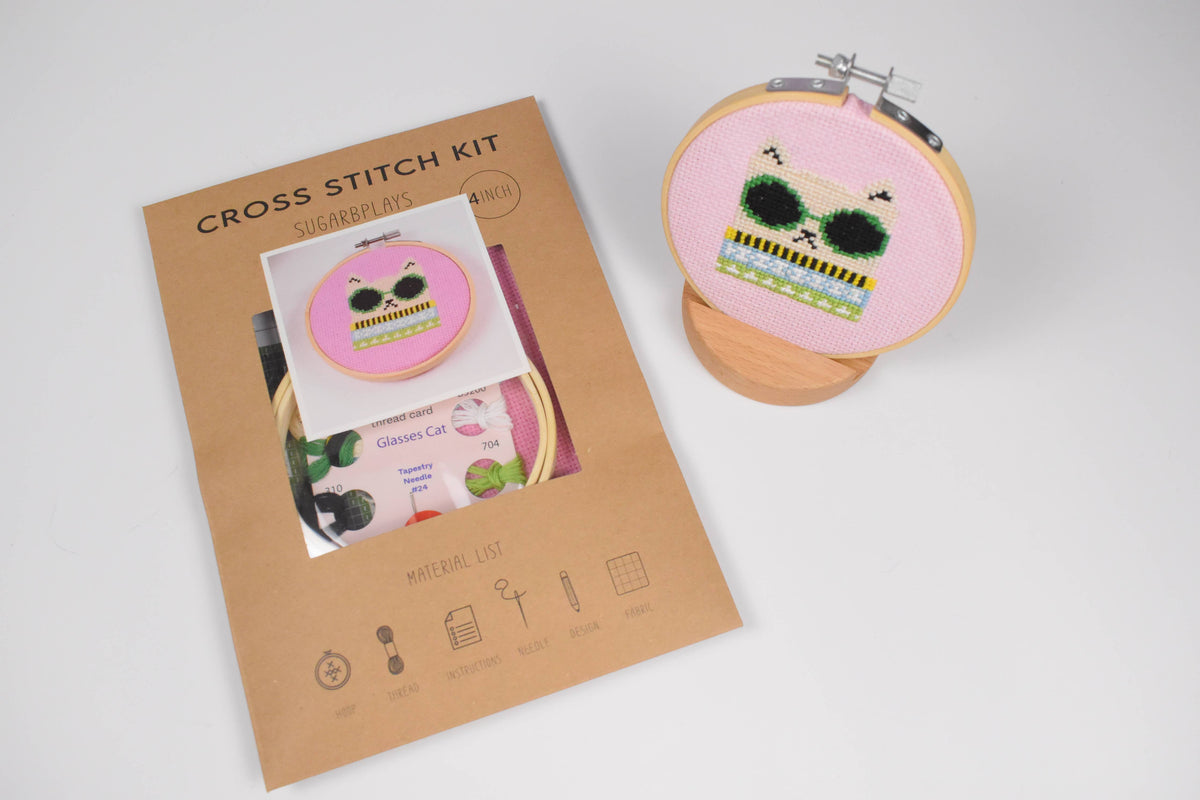 Sun Glasses Cat Cross Stitch Kit