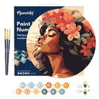 Paint by numbers on Wood Slice - Floral Woman