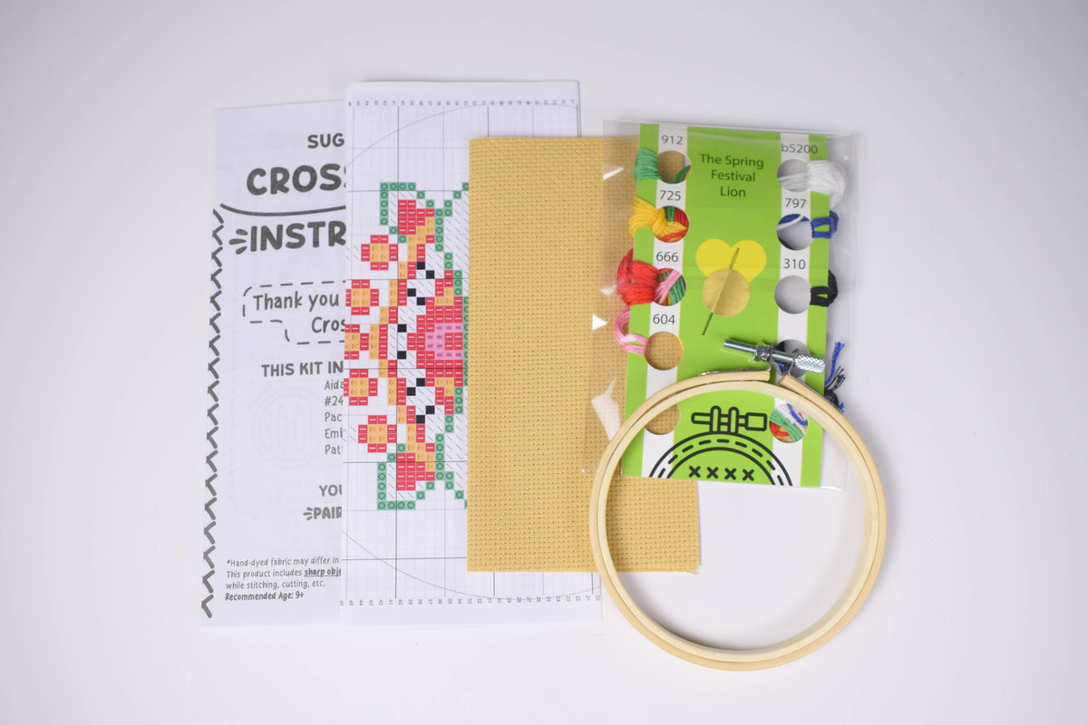 Lunar New Year Lion Counted Cross Stitch Kit - DIY Craft Kit