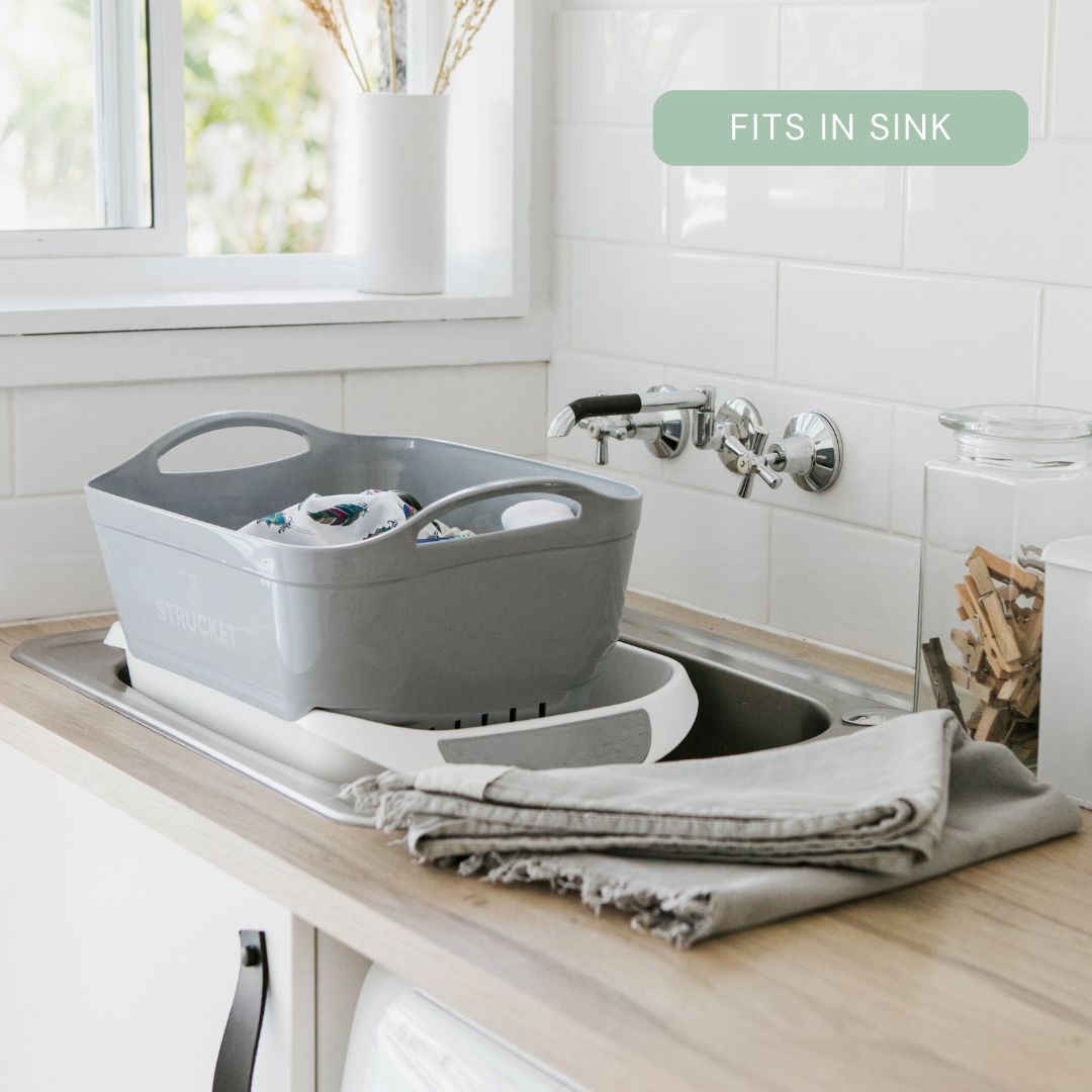 Strucket 19L Interlocking Strainer Bucket | Soak, Strain & Drain Hands-Free