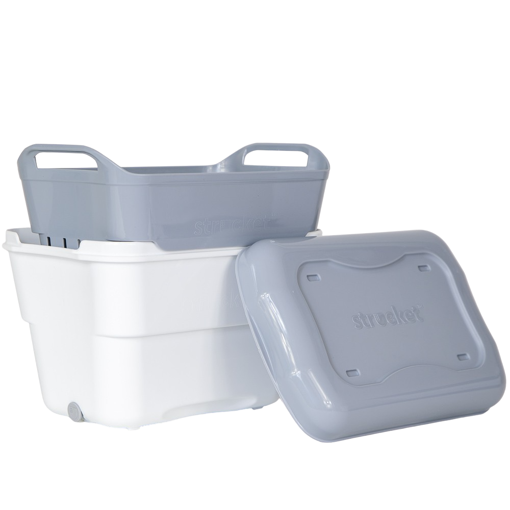 Strucket 4.5L Mini Strainer Bucket with Lid - 8 Pack Assorted (3 Aqua + 3 Gray + 2 Sand)
