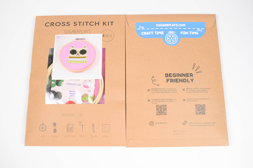 Sun Glasses Cat Cross Stitch Kit