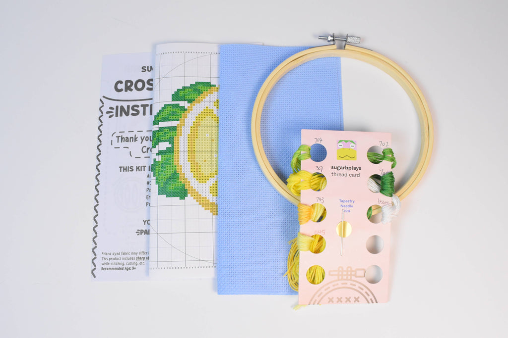 Lemon & Monstera Cross Stitch Kit