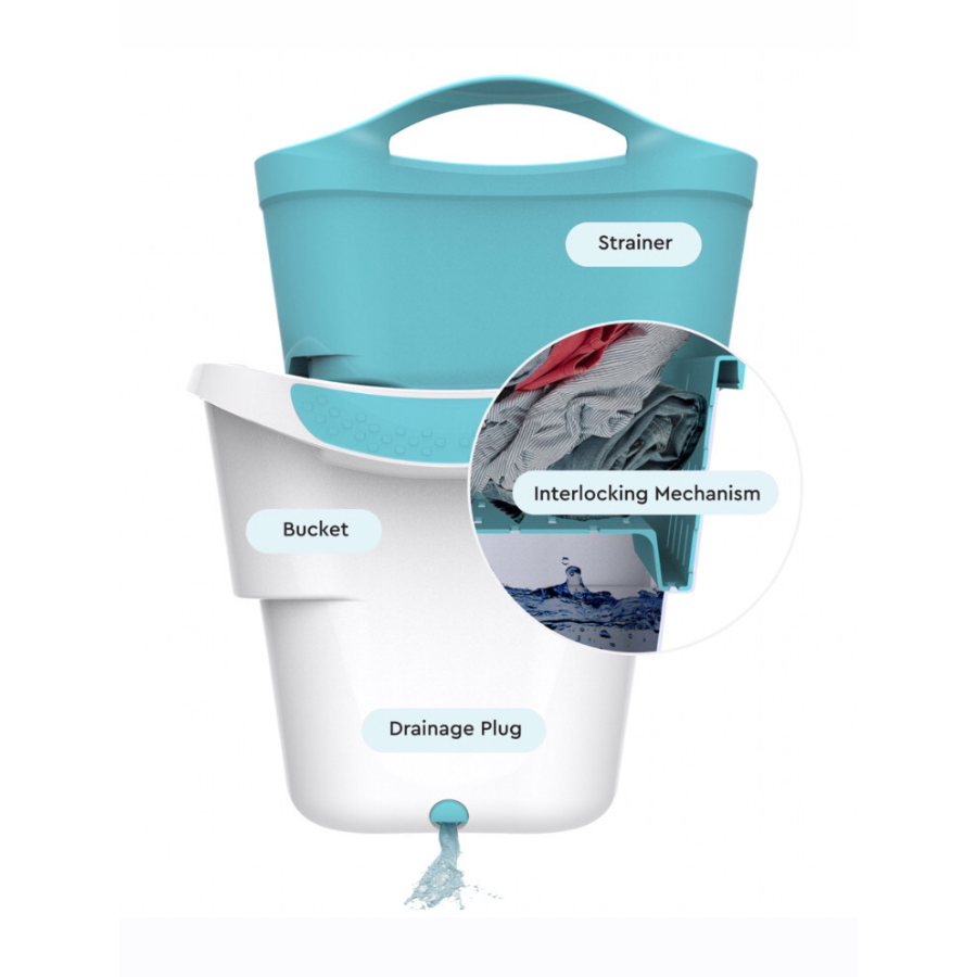 Strucket 19L Interlocking Strainer Bucket | Soak, Strain & Drain Hands-Free
