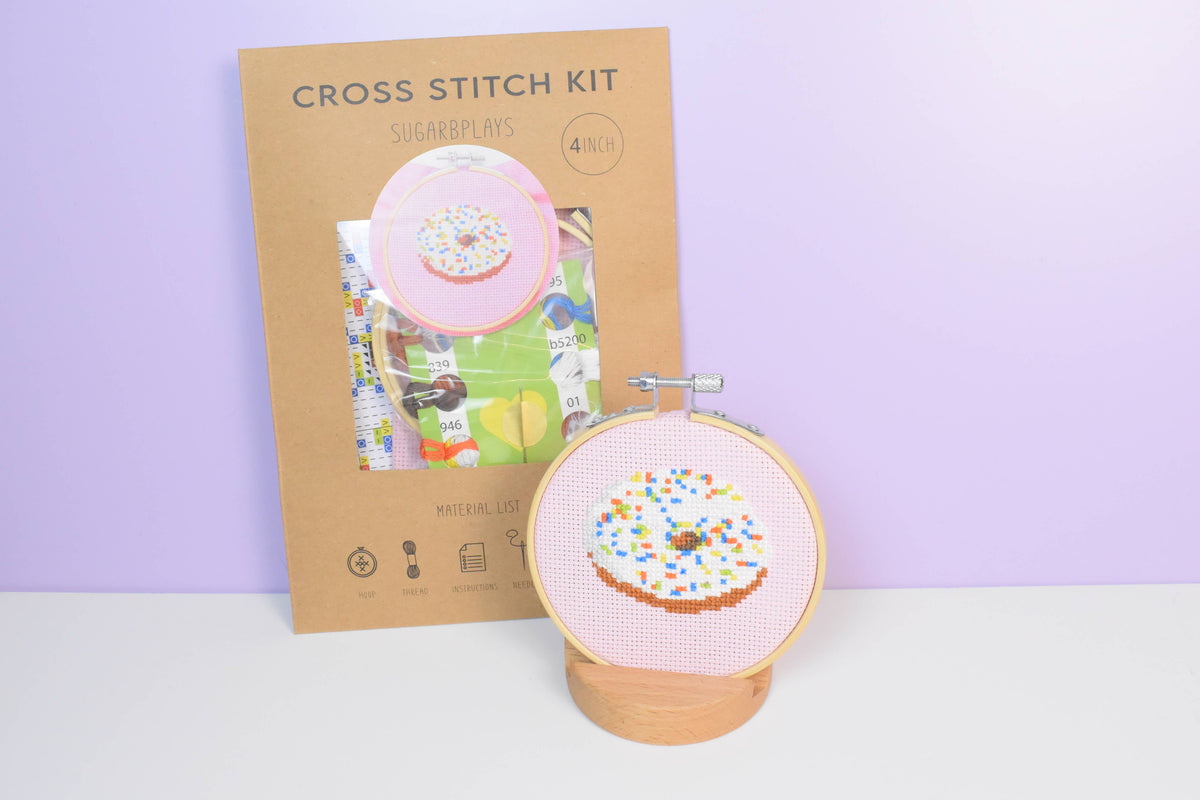 Donut Cross Stitch kit - DIY Craft Kit for Beginners