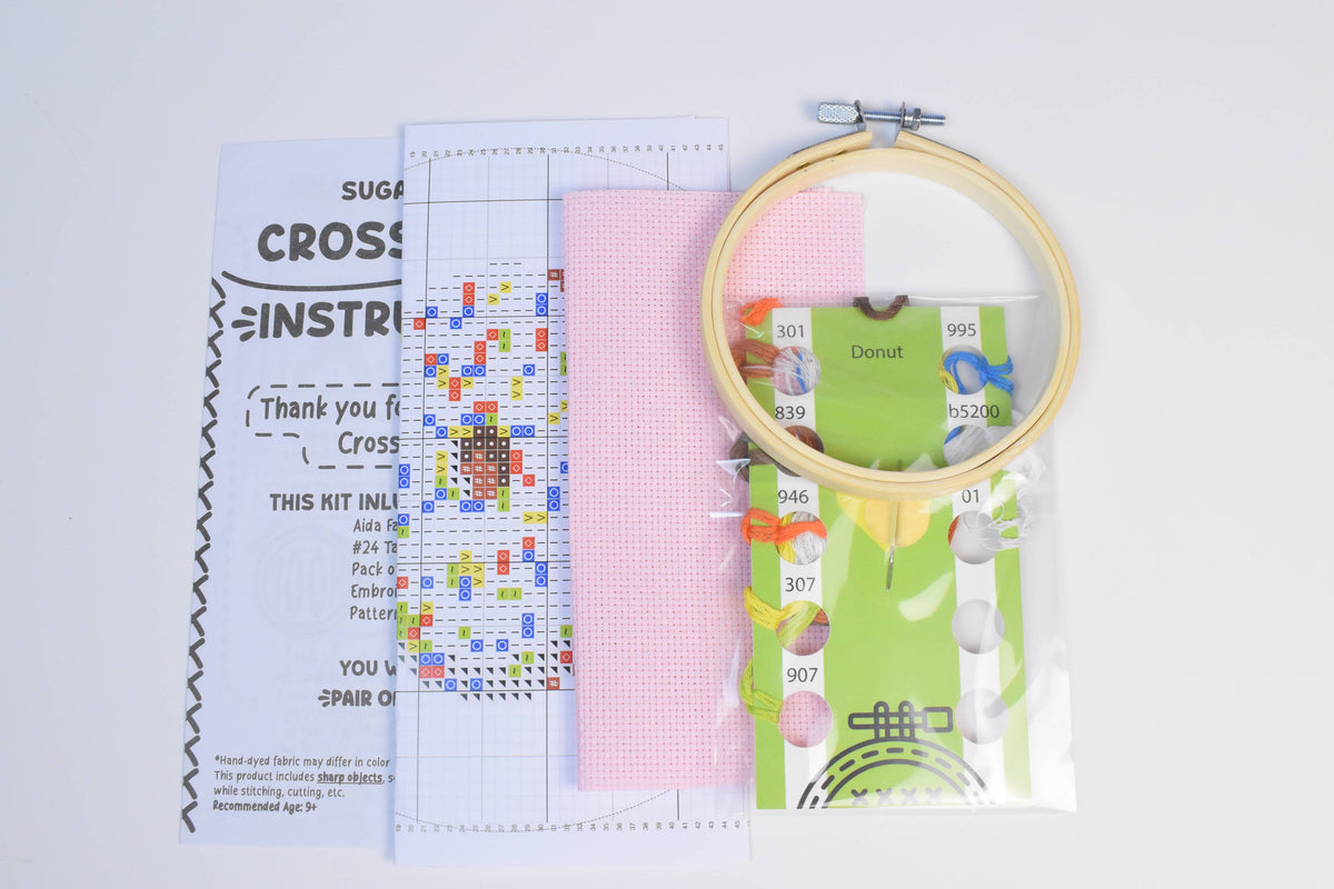 Donut Cross Stitch kit - DIY Craft Kit for Beginners