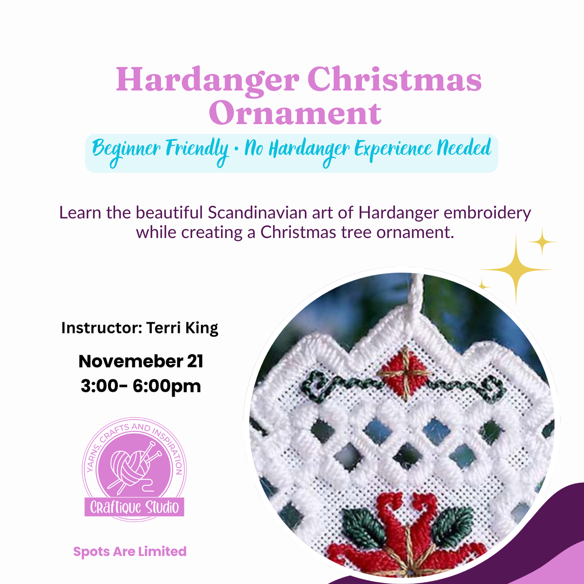 Christmas Hardanger Embroidery with Terri King