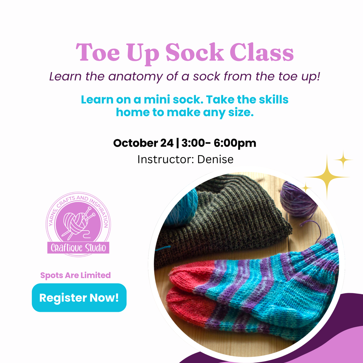 Toe-Up Socks Class