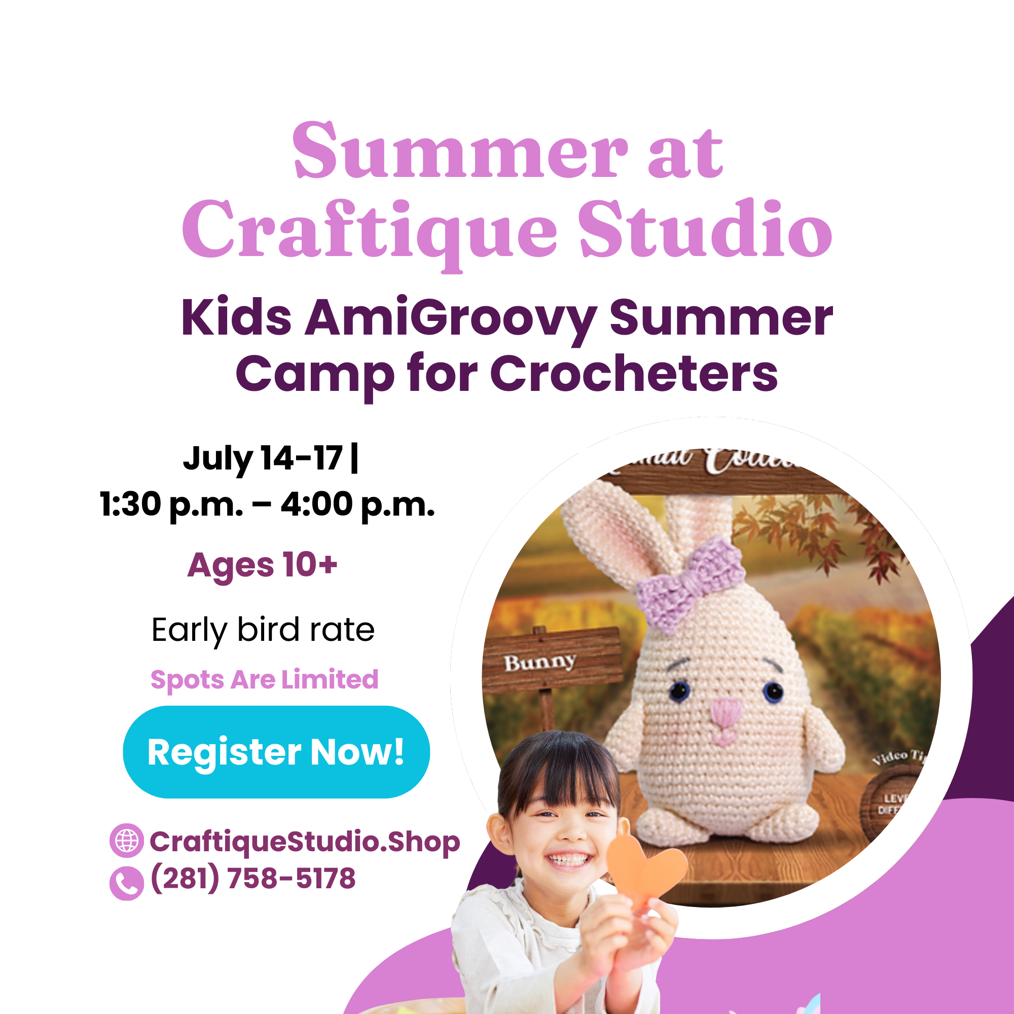 AmiGroovy Summer Camp – For Crocheters | July 14-17 |  1:30 p.m. – 4:00 p.m.