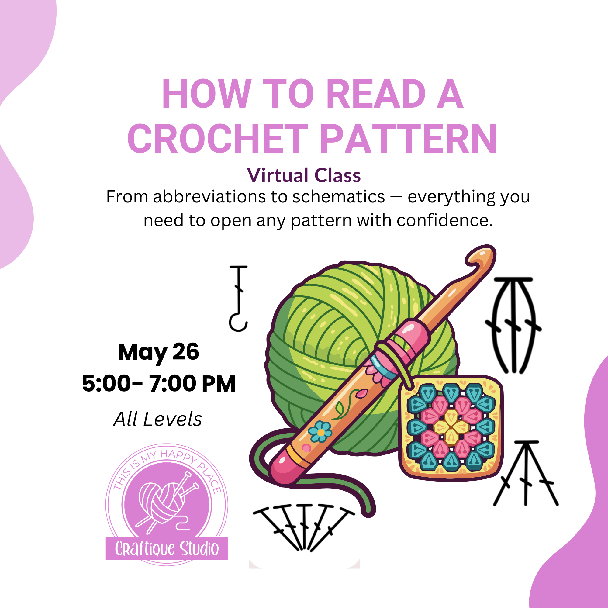 Virtual Class- How to read a crochet Pattern