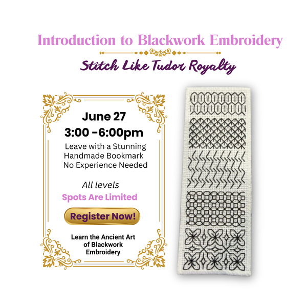 Introduction to Blackwork Embroidery Workshop June 27