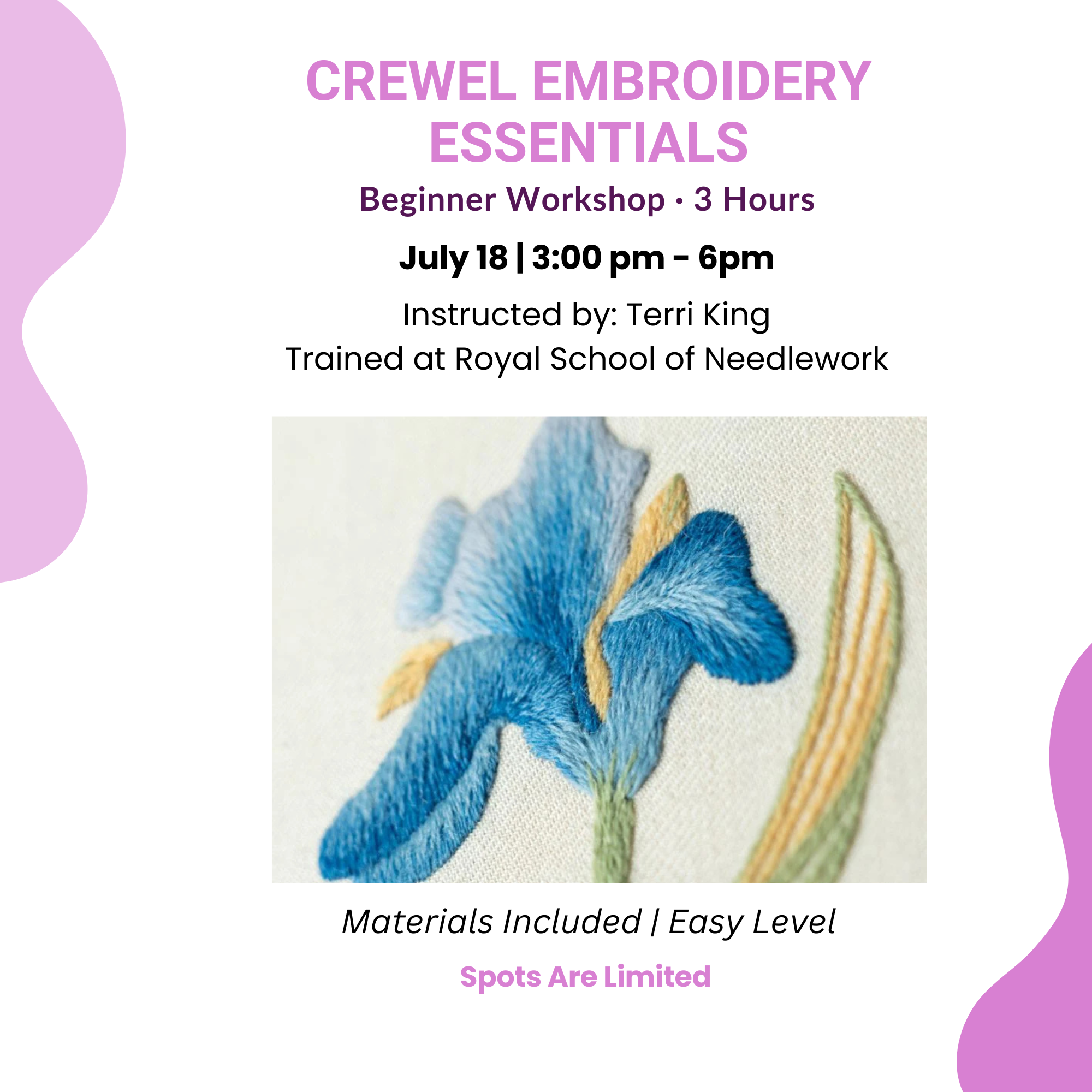 Crewel Embroidery Essentials – Beginner Workshop