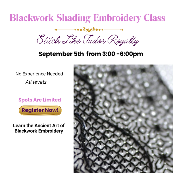 Blackwork Shading Embroidery - September 5th (3:00-6:00pm)