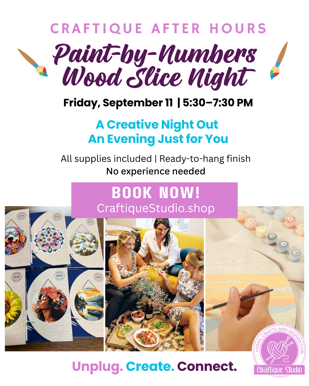 Paint-by-Numbers Wood Slice Night | Craftique After Hours