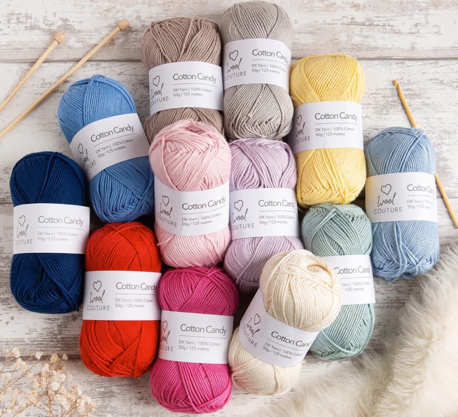Wool Couture Co. Cotton Candy Yarn 50g Ball | 100% Cotton