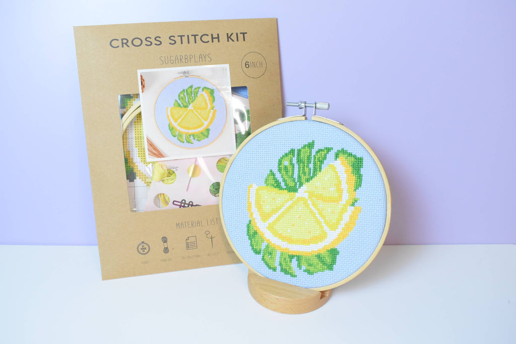 Lemon & Monstera Cross Stitch Kit