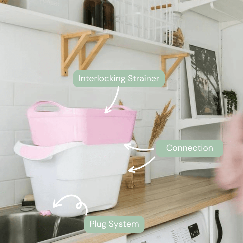 Strucket 19L Interlocking Strainer Bucket | Soak, Strain & Drain Hands-Free