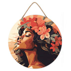 Paint by numbers on Wood Slice - Floral Woman