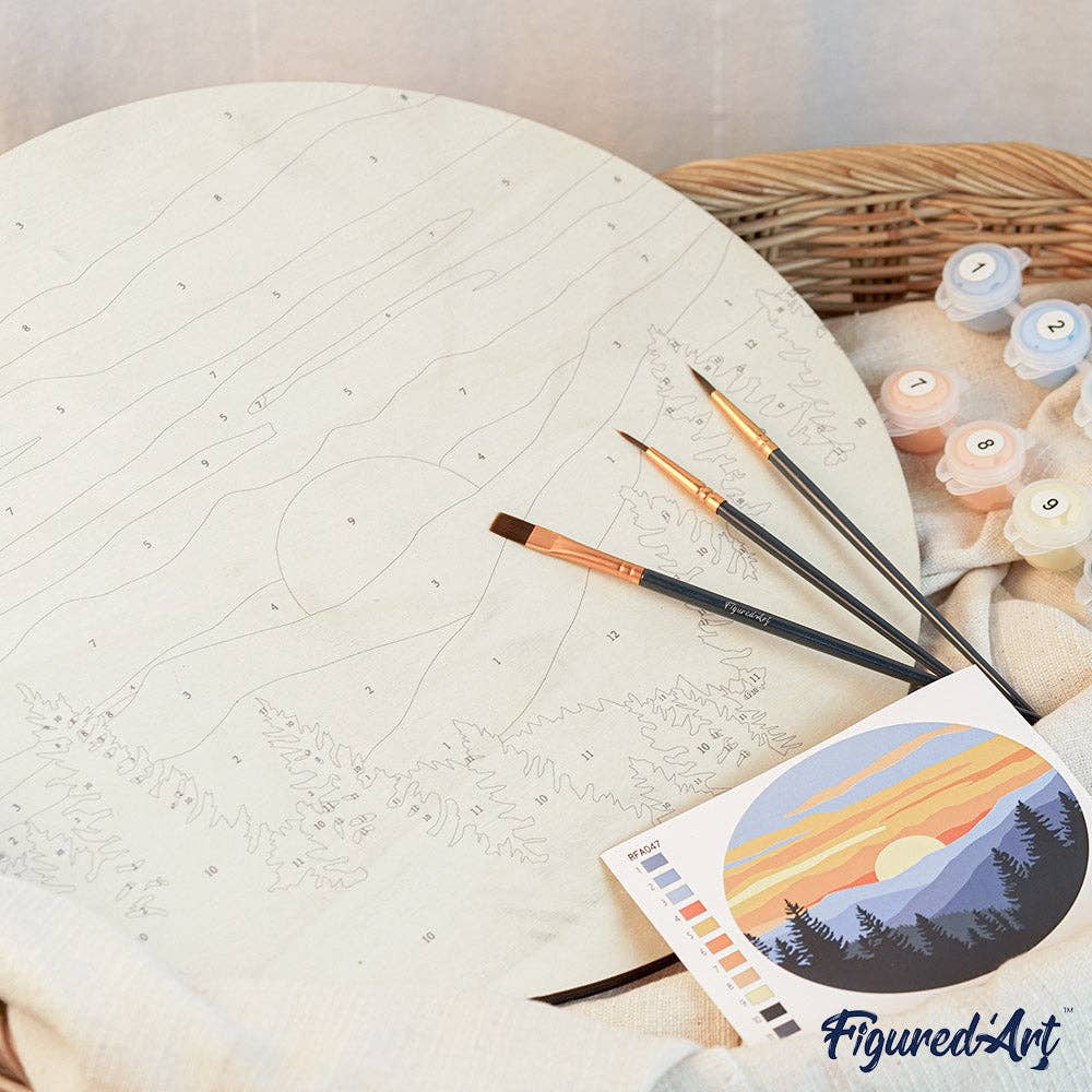 Paint by numbers on Wood Slice - Floral Woman