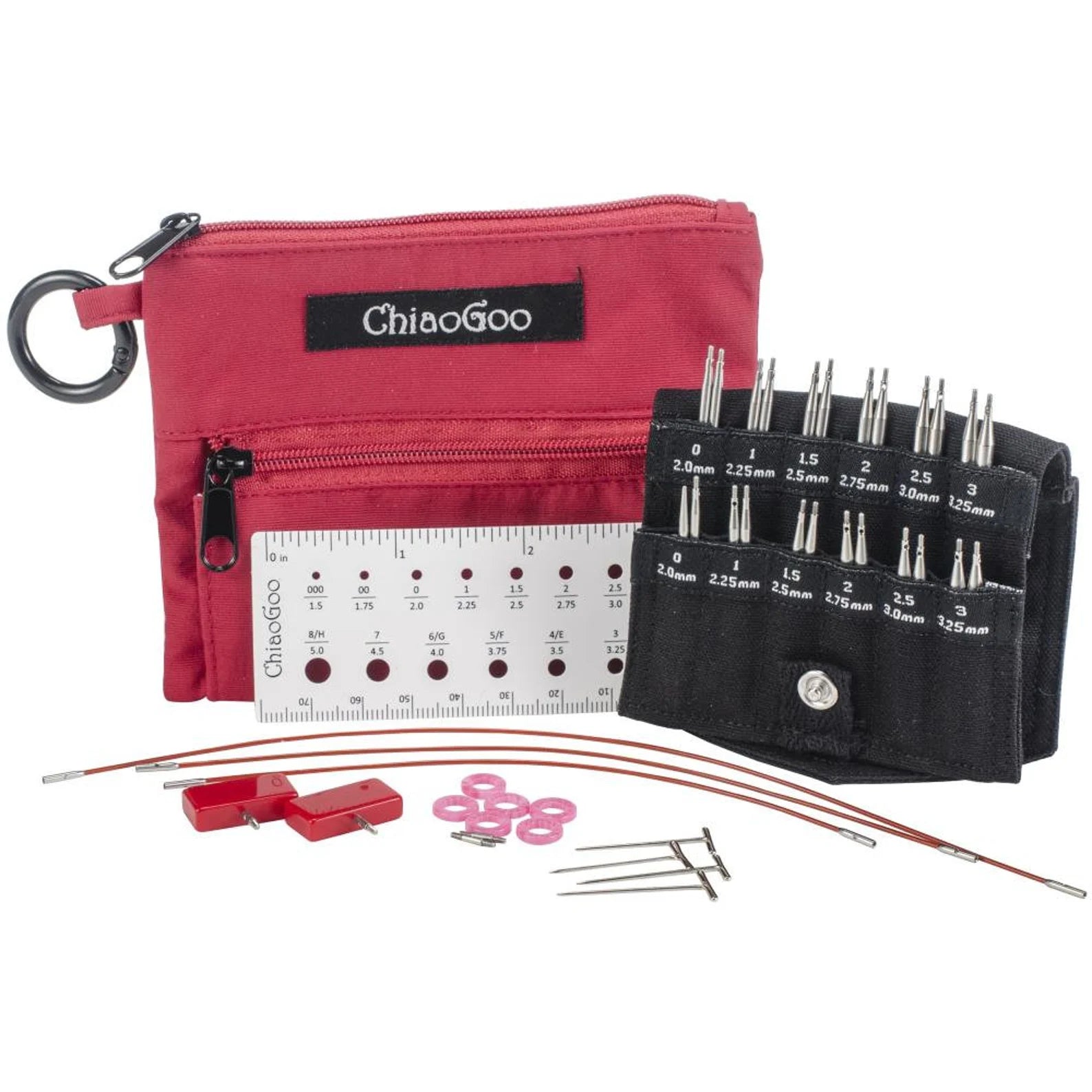 ChiaoGoo Twist Lace Interchangeable Needle Set, Shorties 2" & 3" US 0-3