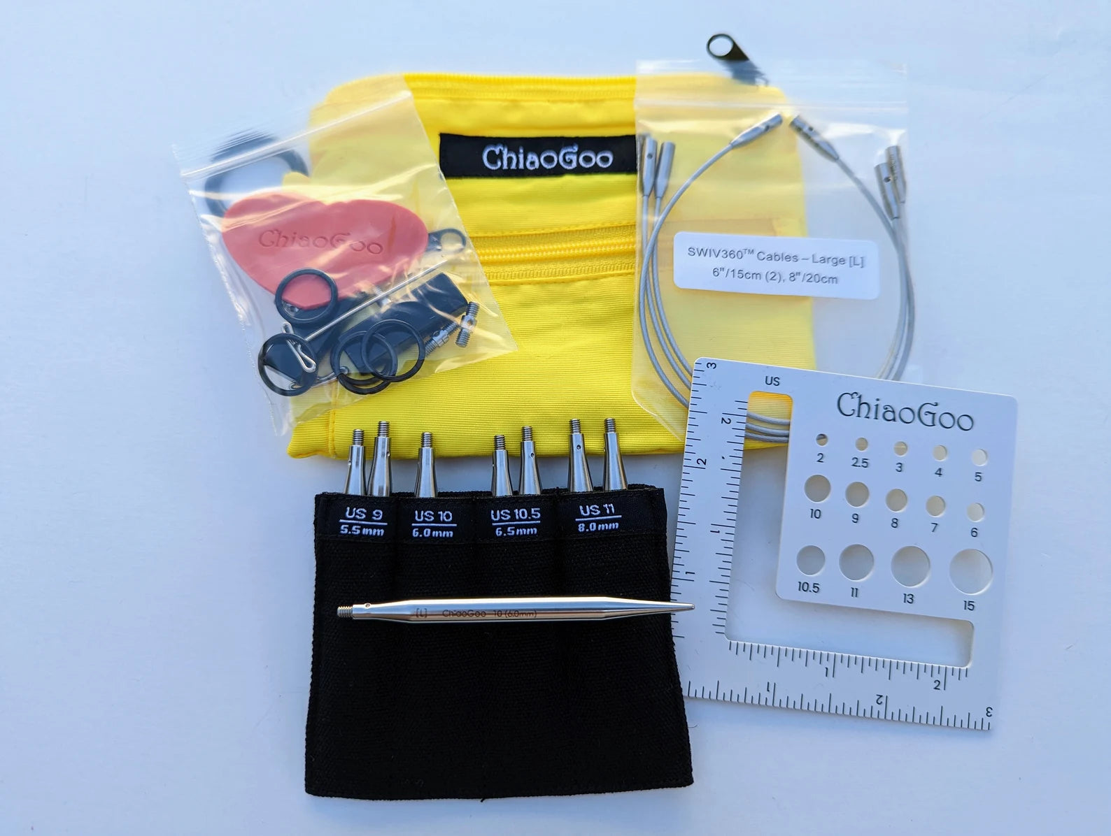 ChiaoGoo Twist Lace Interchangeable Needle Set, Shorties 3", US 9-11