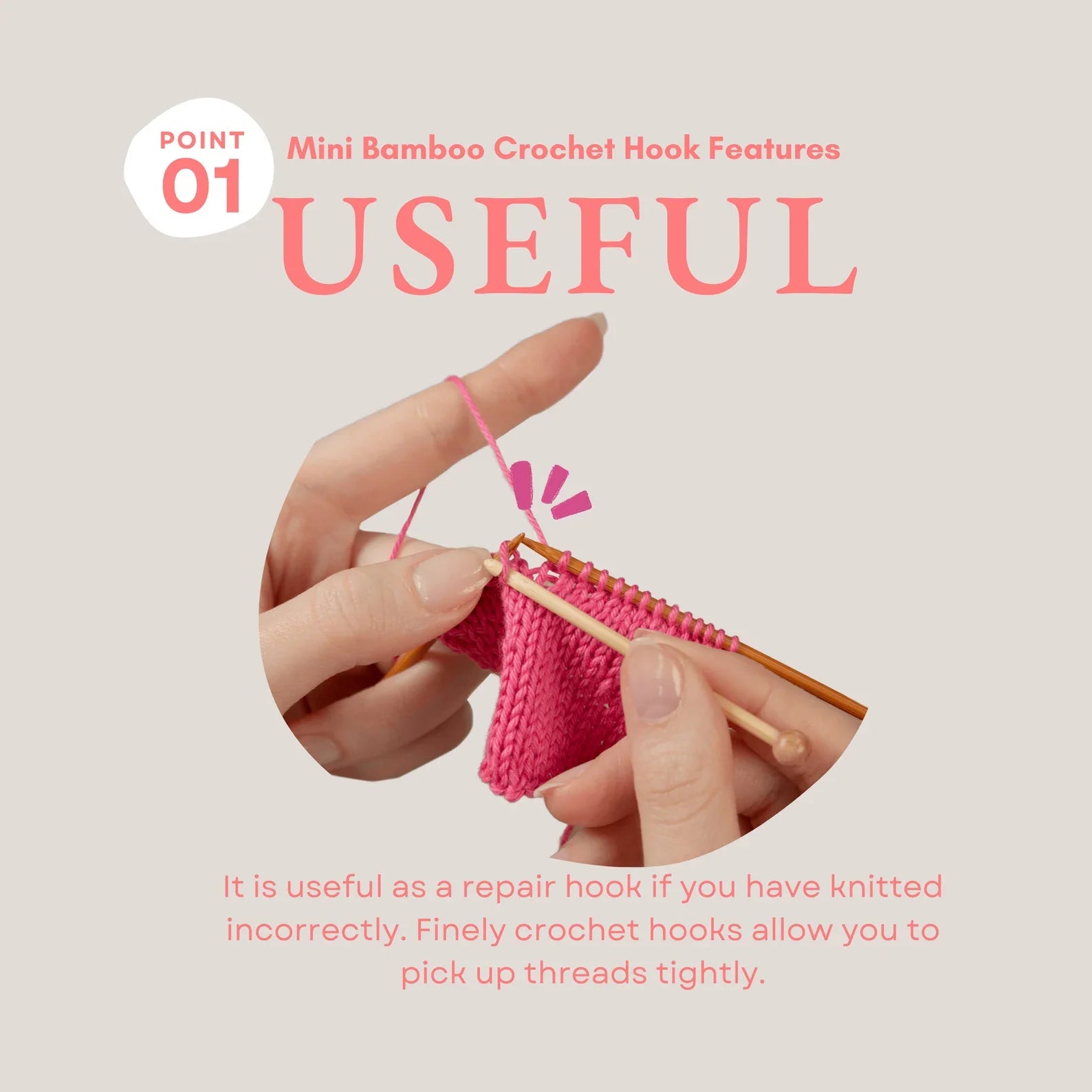 Seeknit Shirotake Mini Bamboo Crochet Hook | Japanese Bamboo